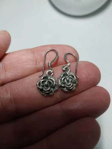 Brincos em Prata Sterling 925 - Rosa / Flor (Design Delicado)