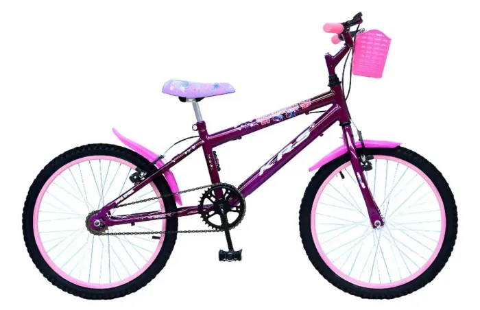 Bicicleta Infantil Aro 20 Krs Butterfly Violeta V-brakes Alumínio
