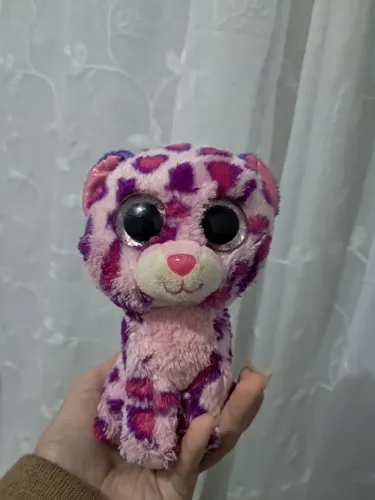 Ursinho de pelúcia modelo glamour, leopardo da linha beanie boos da marca TY