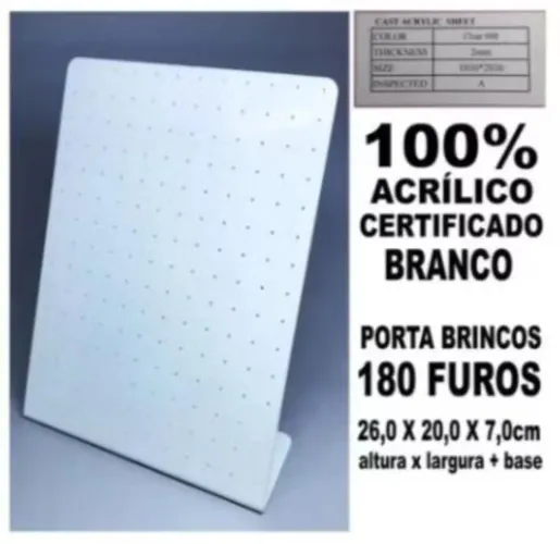 Expositor de Brincos - 180 furos em acrílico branco