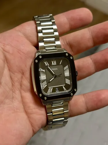Relógio Fossil Masculino Quadrado - Aço Inox - Completo