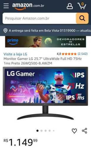 Monitor Seminovo LG 25.7" UltraWide Full HD 75Hz