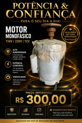 Motor Monofásico 110v220v 1CV alta rotação