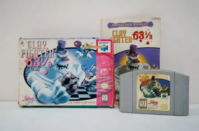 Clay Fighter 63 1/3 pra Nintendo 64 (Na caixa, c/ manual e sem berço)