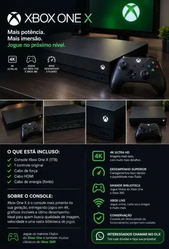XBOX ONE X 1 TERÁ NOVO NUNCA ABERTO