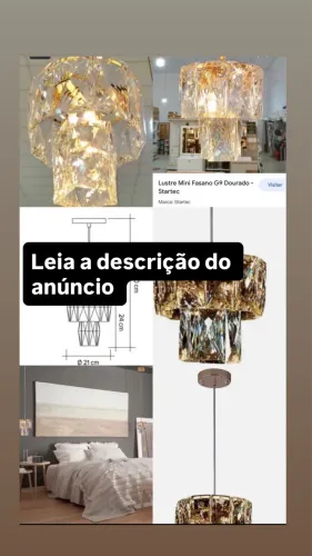 Lustre dourado na caixa LEIA A DESCRIÇÃO