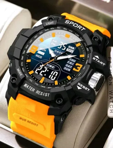 Relogio Masculino Esportivo Multifuncional Prova Dagua Amarelo