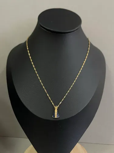 Corrente Pingente Nossa Senhora de ouro 18k procedência garantia eterna