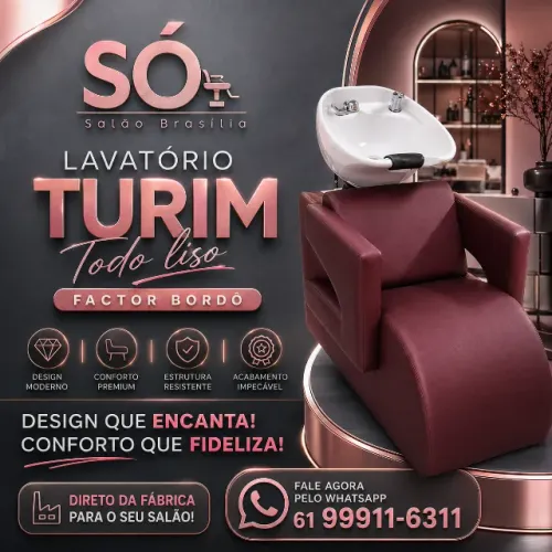 Lavatório Turim Factor Bordô - Sofisticação e Conforto Premium para o Seu Salão!