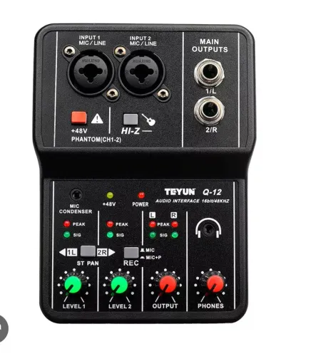 Mesa de som genai e interface de áudio 2 canais