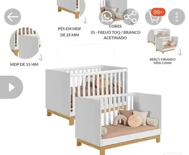 Berço novo sem uso acompanha colchão 300 reais.
