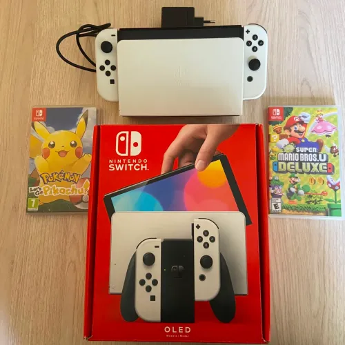 Nintendo Switch OLED Branco (64GB) Completo na Caixa + 2 Jogos Físicos