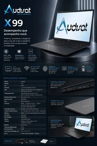 Notebook Audisat 8gb 512gb ssd zero na caixa no Itaim Paulista ou Ferraz de Vasconcelos/SP