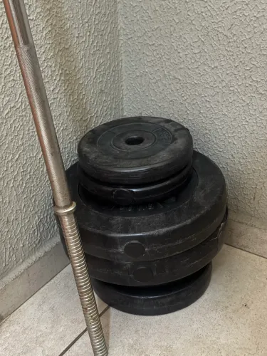 Kit barra musculação com peso