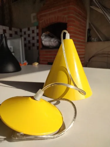 Pendente Lustre Amarelo 18cm - Novo