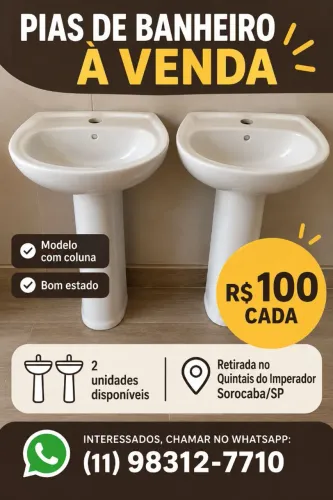 2 pias de coluna para banheiro