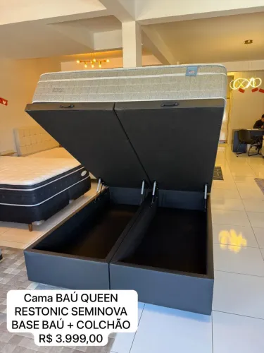 Cama box Baú Queen Size RESTONIC SEMINOVA TOP - ENTREGO 