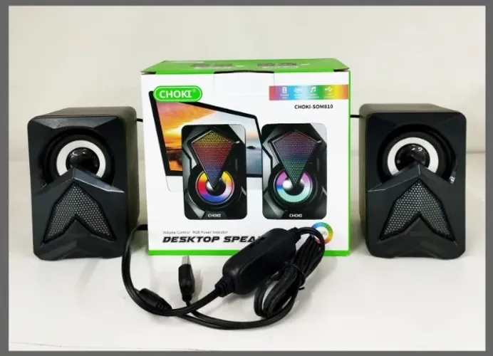 Caixinha De Som Para Pc Com Entrada P2 Usb Led Cor Preto 110