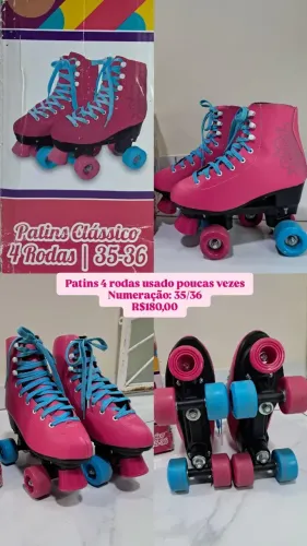 Patins 4 rodas rosa