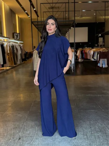 Conjunto feminino assimétrico azul marinho ( NOVO NA ETIQUETA )