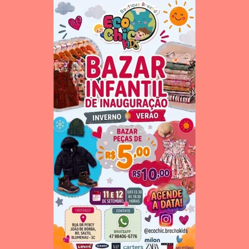 GRANDE BAZAR INFANTIL DE INAUGURAÇÃO EM BLUMENAU PARA MENINOS E MENINAS?