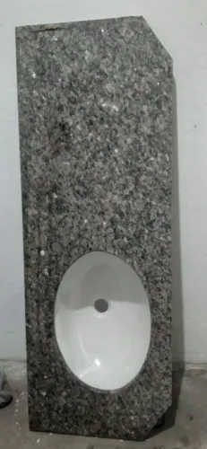 Kit 2 folhas de vidro com pia de mármore com cuba porcelana
