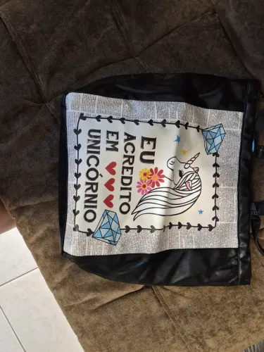 bolsa de ombro preta unicórnio