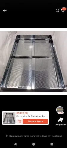 Bandeja para escorredor de frituras inox grande