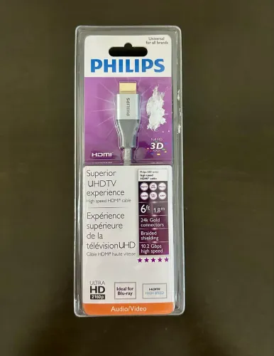 Cabo HDMI Philips com conectores folheado a Ouro 24k - 1.8m