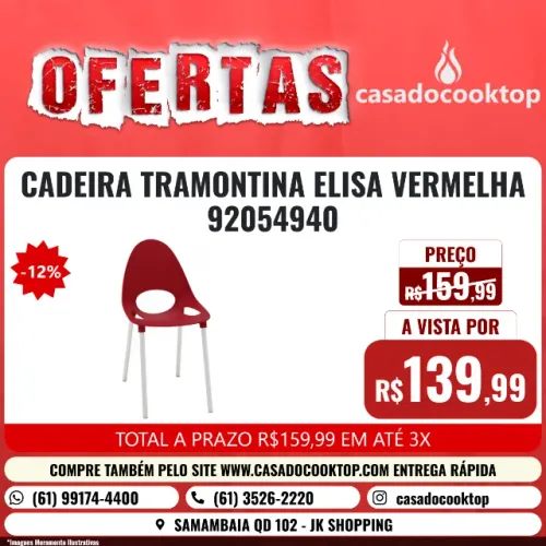 CADEIRA TRAMONTINA ELISA VERMELHA *