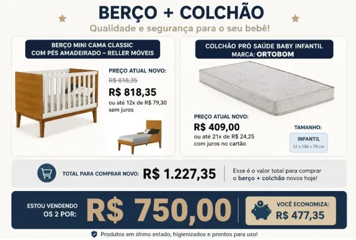 Berço + Colchão Ortobom