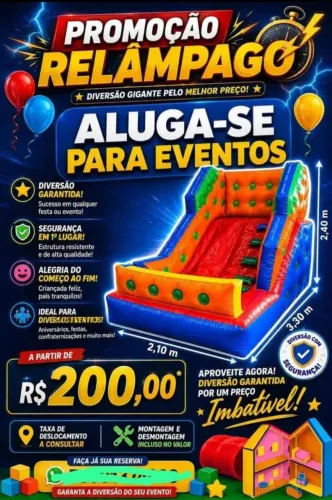 Aluga-se escorregador inflável