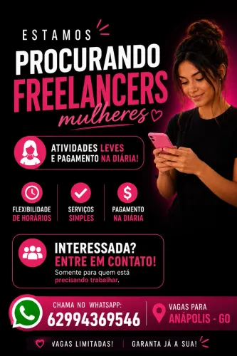 ESTAMOS CONTRATANDO FREELANCERS EM ANÁPOLIS!