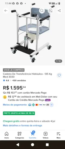 Cadeira de transferência hidráulica-135kg MED 3030