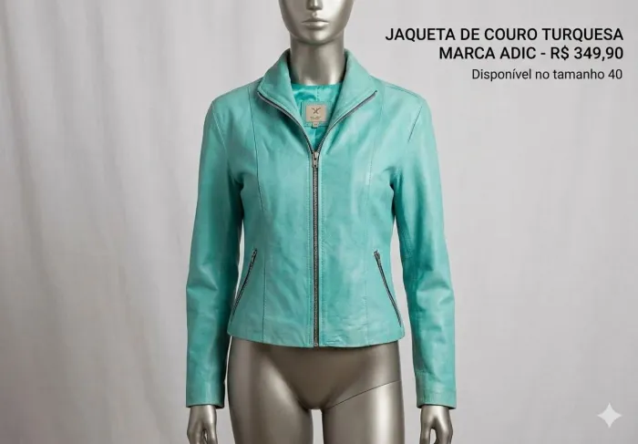 Jaqueta em couro Feminina Marca ADIC  N º 40