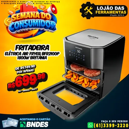 Fritadeira Elétrica Air Fryer BFR2100P Britânia