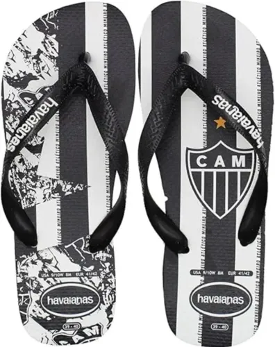 Chinelo Masculino Atlético Macio Futebol Havaianas Top Times Branco *