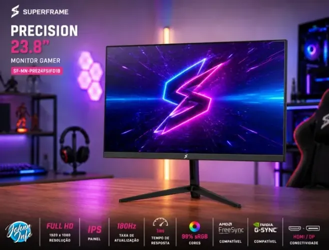 Monitor Gamer SuperFrame Precision 23,8" IPS 180Hz 1ms Full HD