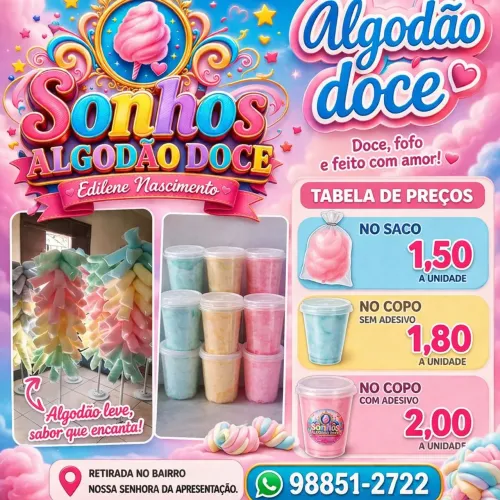 Algodão doce embalados