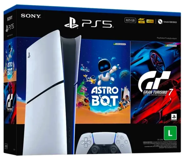 PlayStation 5 Digital 825GB com 2 controles e headset 