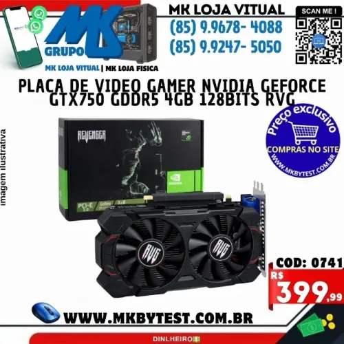 Placa De Video Gamer Nvidia Geforce Gtx750 GDDR5 4gb 128bits RVG
