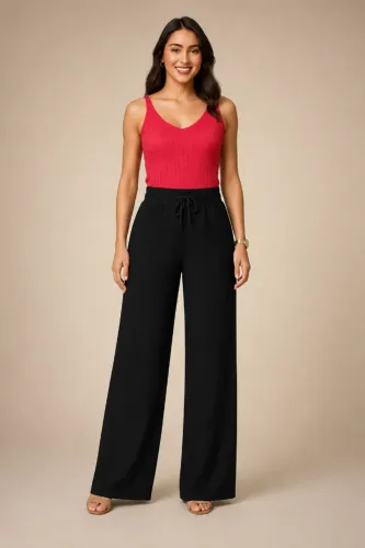 Calça preta social pantalona