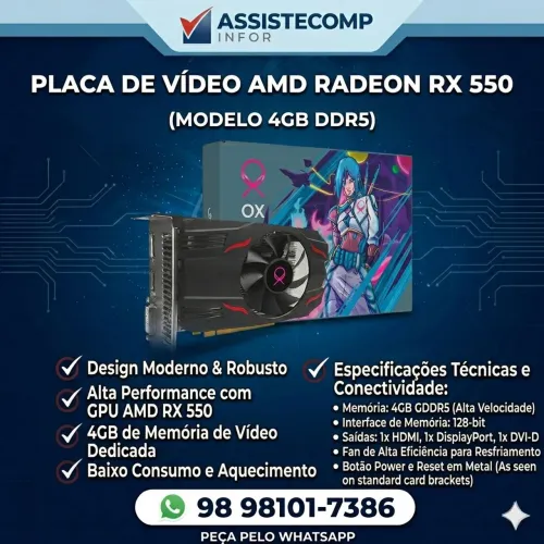 Placa de video rx550 4g ddr5