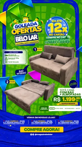 Sofá Cama Com Baú + Almofadas