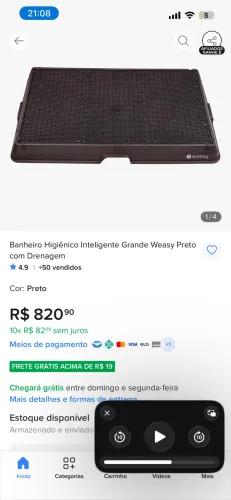 Banheiro inteligente pet weasy com dreno