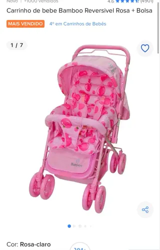 Vendo carrinho Bamboo Rosa em ótimo