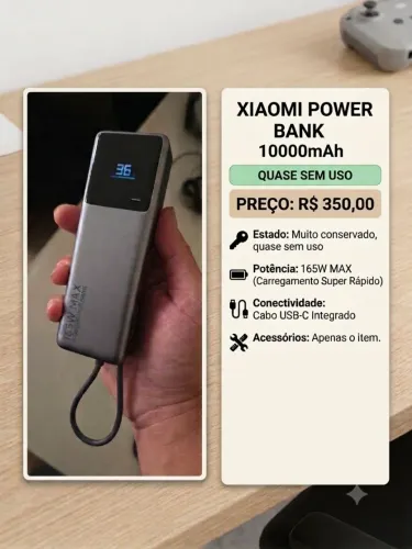 Powerbank Xiaomi 165w ultra rápido 