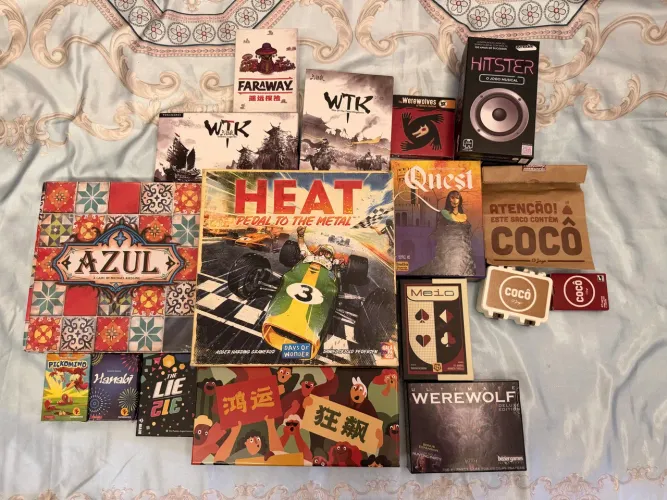 Jogos de Tabuleiro Novos e Lacrados | Heat, Azul, WTK, Hitster, Quest, Faraway e mais!