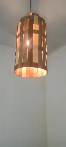 Super promoção luminária em madeira com marchetaria tamanho 12 cm diâmetro 16 cm altura 