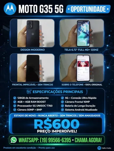 Moto G35 5G 128GB 4+4GB Ram - Zerado - 5G - NFC